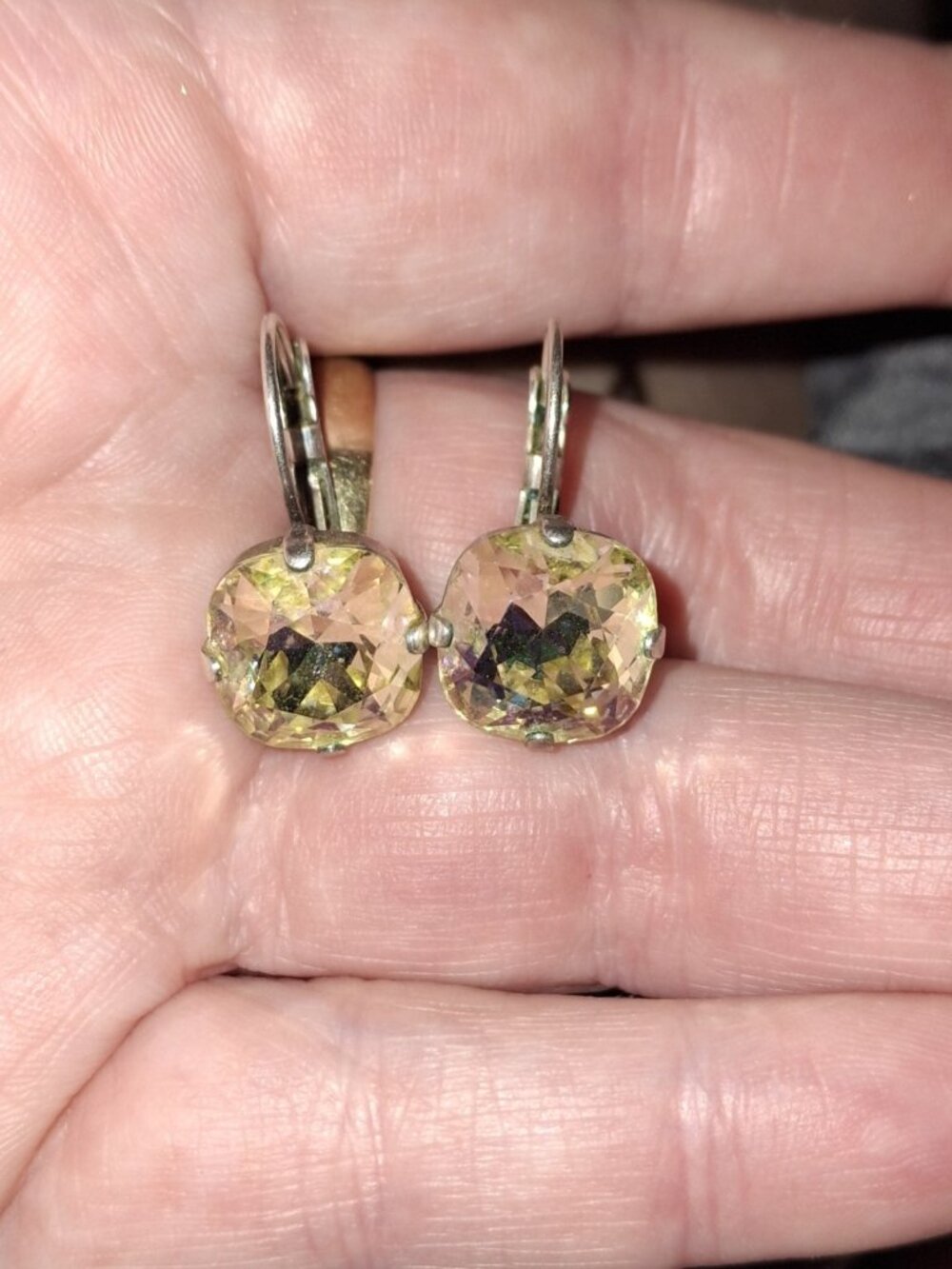 Crystal Drop Silvertone Leverback Hook Earrings Jewelry Rainbow 10mm - Picture 5 of 12